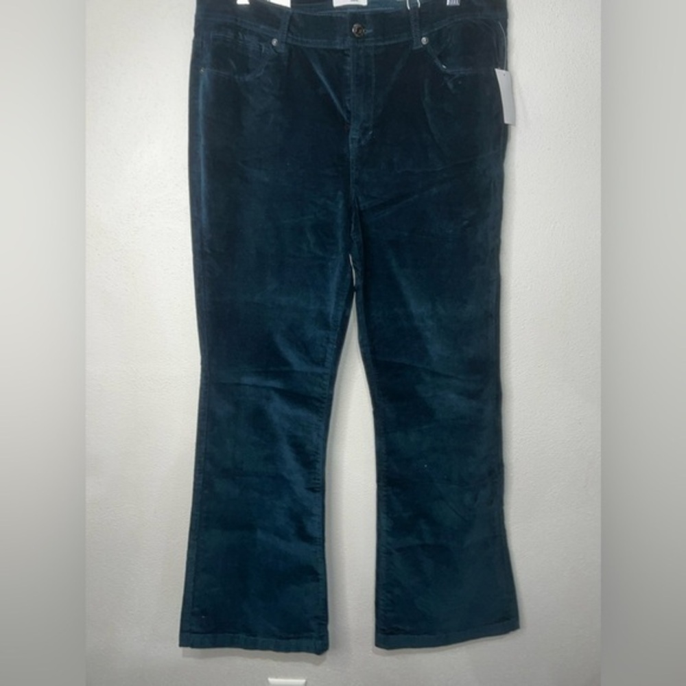 KENSIE SOFT VELVET TEAL THE SAVANNAH HIGH RISE FLARE PANTS